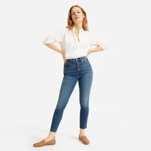 Everlane The Vintage Raw Hem High Rise Button Fly Skinny Jeans